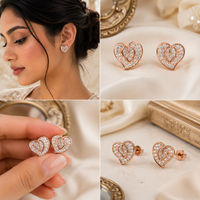 V N PETAL ROSE STUDS EAARINGS